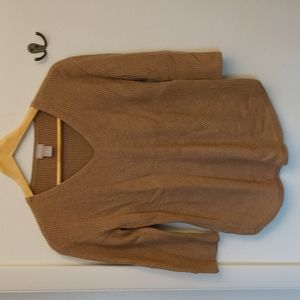 Chico's Camel Beige V-Neck Sweater 3/4 Sleeve